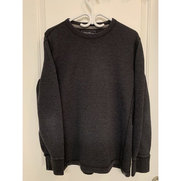 Eddie Bauer Waffle Knit Thermal Layer Long Sleeve Men’s Medium Gray Sweater - Picture 1 of 6
